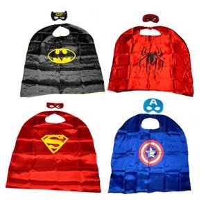 🕷️NEW Boy Men Superman Batman Spiderman Super Girl Cape Mask Halloween Costume